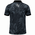 Back view of Drop Zone Black Forest Printed V-Neck Golf Shirt