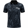 Front view of Drop Zone Black Forest Printed V-Neck Golf Shirt