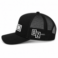 Back view of Drop Zone Mesh-Back Trucker Golf Cap in Black, showing the adjustable closure