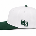 Back view of Drop Zone Two-Tone Buckle Golf Cap in White & Green, showing the adjustable closure