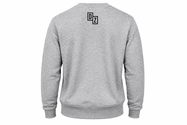 Back view of Drop Zone Regular-Fit Crewneck Golf Sweater in Grey