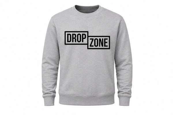 Front view of Drop Zone Regular-Fit Crewneck Golf Sweater in Grey
