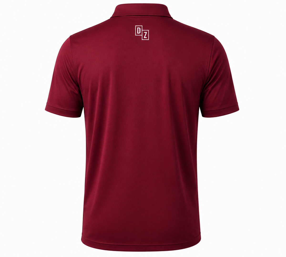 Back view of Drop Zone Regular-Fit V-Neck Golf Shirt in Maroon
