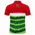 Back view of Drop Zone Wacky Watermelon Printed V-Neck Golf Shirt